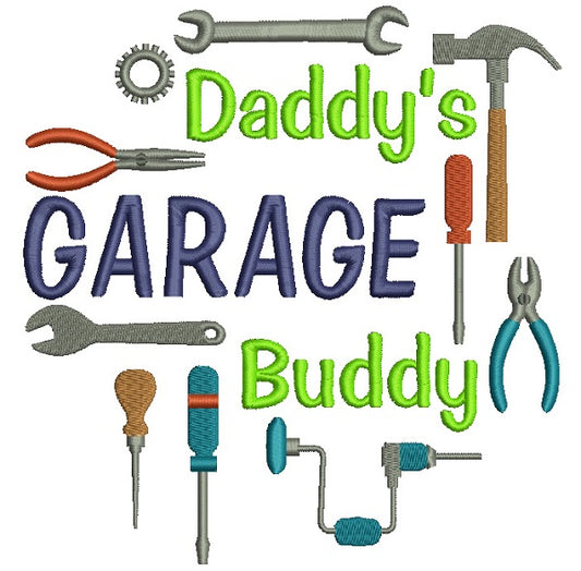 Daddy's Garage Buddy Tools Filled Machine Embroidery Design Digitized Pattern