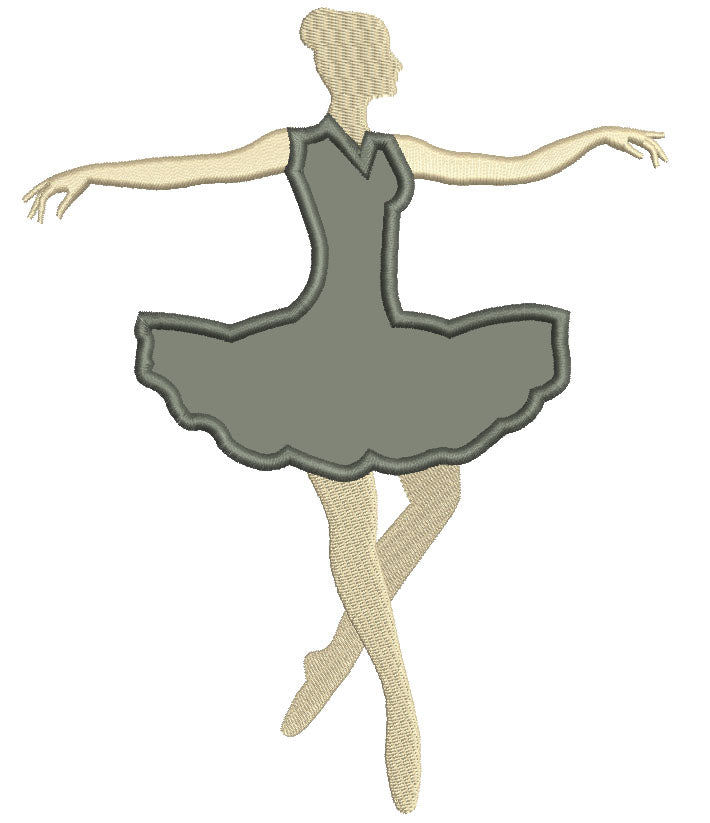 Dancing Ballerina Applique Machine Embroidery Digitized Design Pattern