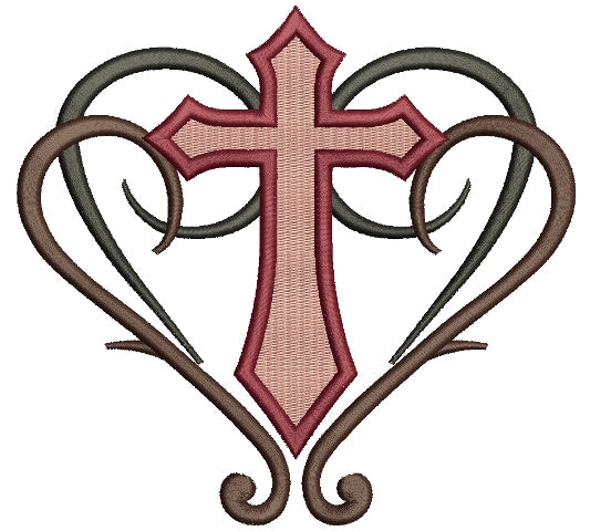 Decorative Cross Religious Filled Machine Embroidery Digitized Design Pattern