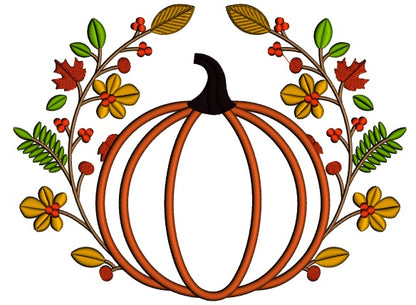 Decorative Pumpkin Fall Applique Machine Embroidery Design Digitized Pattern