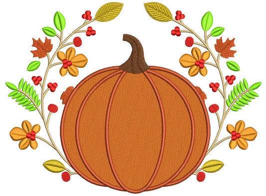 Decorative Pumpkin Fall Filled Machine Embroidery Design Digitized Pattern
