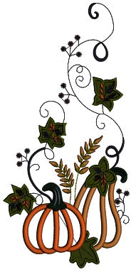 Decorative Pumpkins Applique Machine Embroidery Digitized Design Pattern
