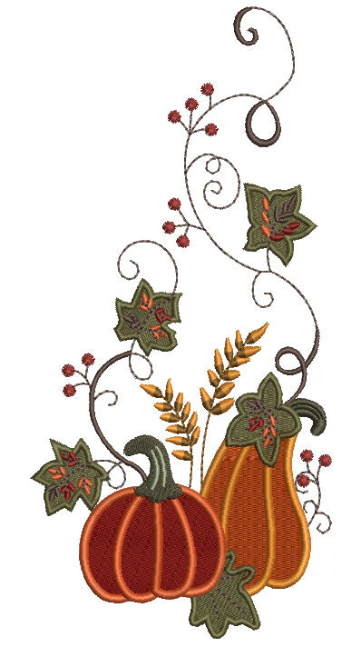 Decorative Pumpkins Filled Machine Embroidery Digitized Design Pattern