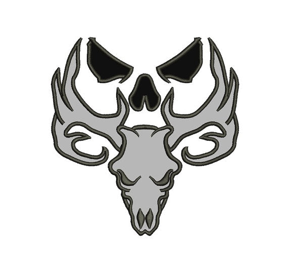 Deer Antlers Skull Applique, buck, moose, Machine Embroidery Digitized Pattern - Instant Download Digitized Pattern -4x4 , 5x7, 6x10