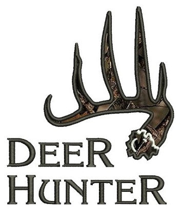 Deer Hunter Antlers Applique machine embroidery digitized design pattern - Instant Download -4x4 , 5x7, and 6x10 hoops