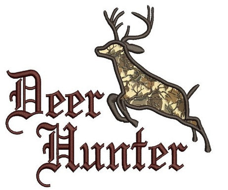 Deer Hunter Applique embroidery machine digitized design pattern - Instant Download -4x4 , 5x7, and 6x10 hoops