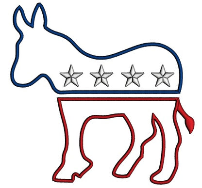 Democratic Party Donkey Political Applique Machine Embroidery Design Digitized