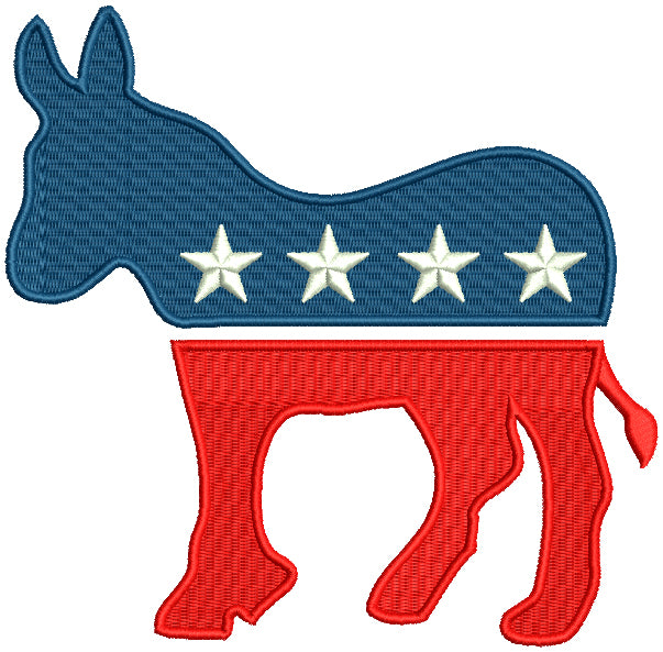 Democratic Party Donkey Political Filled Machine Embroidery Design Digitized