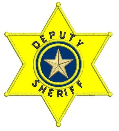 Deputy Sheriff Police Badge Applique Machine Embroidery Digitized Design Pattern - Instant Download- 4x4 , 5x7, 6x10