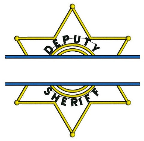 Deputy Sheriff Police Badge Split Applique Machine Embroidery Digitized Design Pattern - Instant Download- 4x4 , 5x7, 6x10
