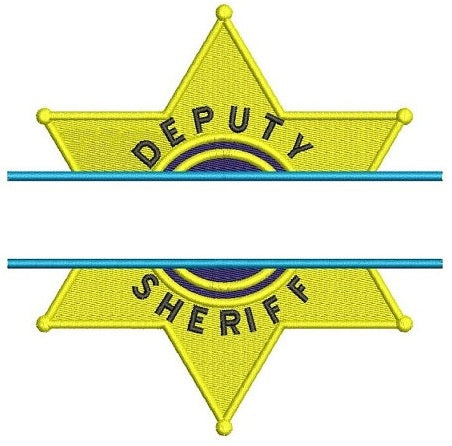 Deputy Sheriff Police Badge Split Machine Embroidery Digitized Design Filled Pattern - Instant Download- 4x4 , 5x7, 6x10