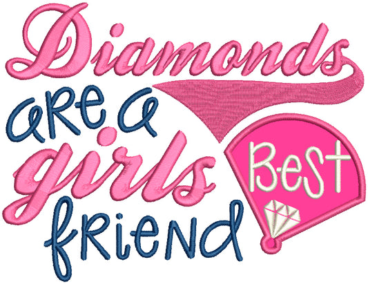 Diamonds Are a Girls Best Friend Applique Machine Embroidery Design Digitized Pattern