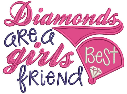 Diamonds are Girls Best Friends Applique Machine Embroidery Design Digitized Pattern