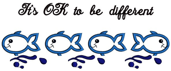 Different fish Autism Awareness Applique Machine Embroidery Digitized Design Pattern