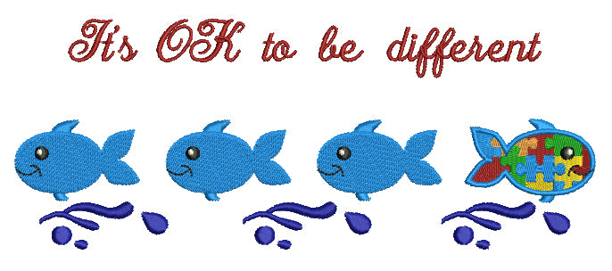 Different fish Autism Awareness Filled Machine Embroidery Digitized Design Pattern