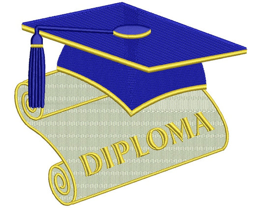 Diploma Graduation Filled Machine Embroidery Digitized Design Pattern