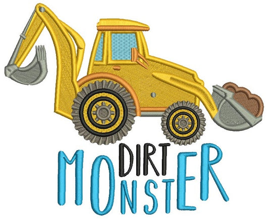 Dirt Monster Filled Machine Embroidery Design Digitized Pattern