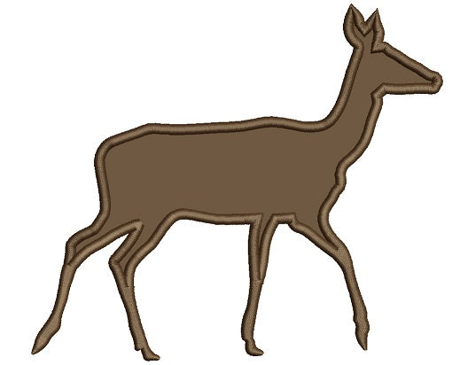 Doe Hunting In The Woods Applique Machine Embroidery Design Digitized Pattern