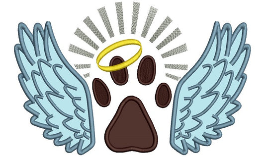 Dog Paw Angel Wings Applique Machine Embroidery Design Digitized Pattern