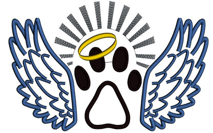 Dog Paw Angel Wings Applique Machine Embroidery Design Digitized Pattern