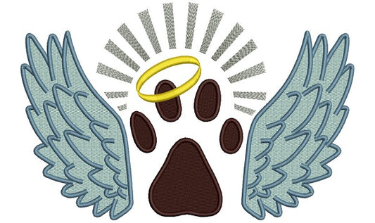 Dog Paw Angel Wings Filled Machine Embroidery Design Digitized Pattern
