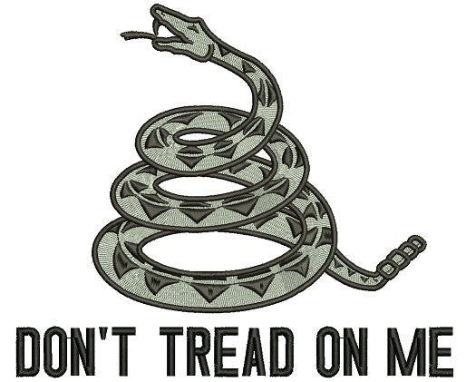 Don't Tread On Me Rattlesnake From Gadsden Flag Filled Machine Embroidery Design Digitized Pattern