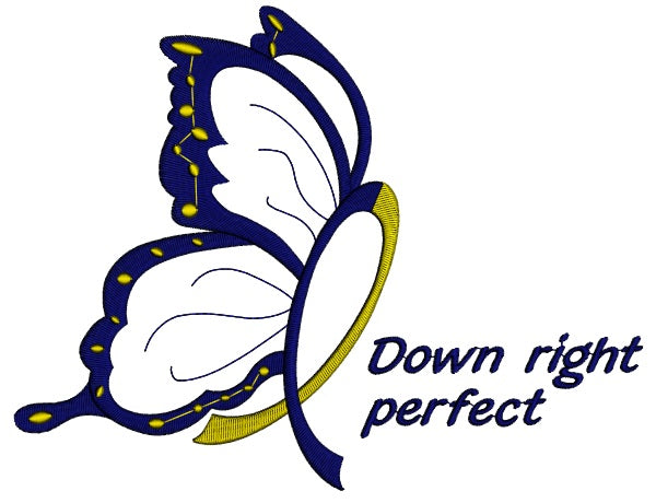 Down Right Butterfly Down Syndrome Awareness Applique Machine Embroidery Digitized Design Pattern