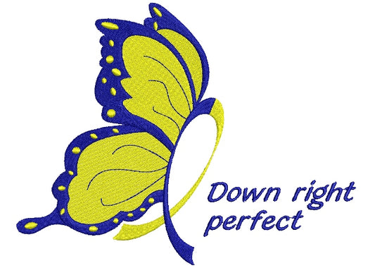 Down Right Butterfly Down Syndrome Awareness Filled Machine Embroidery Digitized Design Pattern