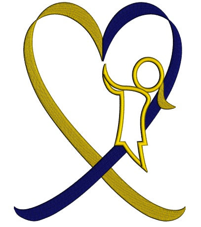 Down Syndrome Awareness Heart Girl Applique Machine Embroidery Digitized Design Pattern