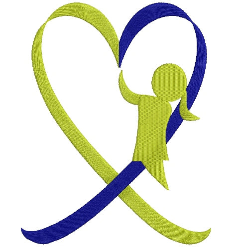 Down Syndrome Awareness Heart Girl Filled Machine Embroidery Digitized Design Pattern