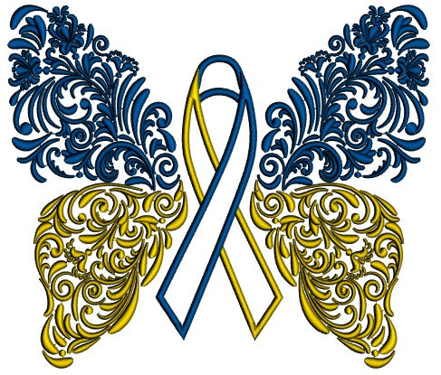 Down Syndrome Ornate Butterfly Applique Machine Embroidery Design Digitized Pattern
