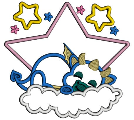 Dragon Sleeping On The Cloud Applique Machine Embroidery Digitized Design Pattern