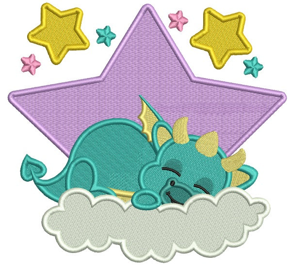 Dragon Sleeping On The Cloud Filled Machine Embroidery Digitized Design Pattern