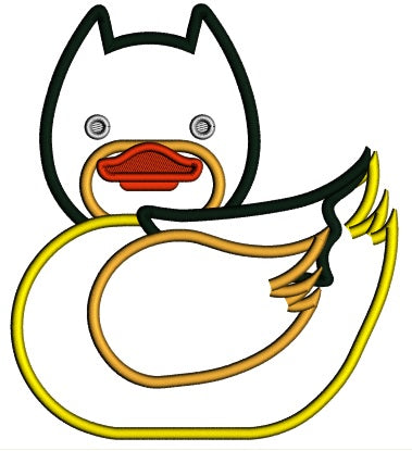 Duck Superhero Looks Like Batman Applique Machine Embroidery Design Digitized Pattern
