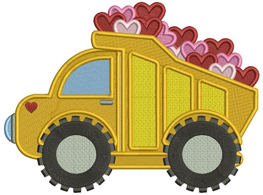 Dump truck Full Of Hearts Filled Machine Embroidery Design Digitized Pattern