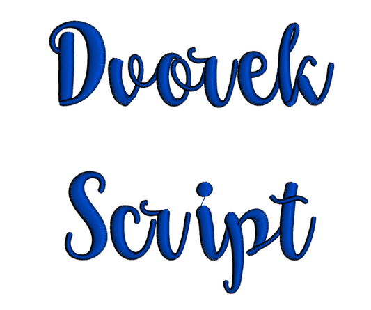 Dvorek Script Machine Embroidery Font Upper and Lower Case 1 2 3 inches