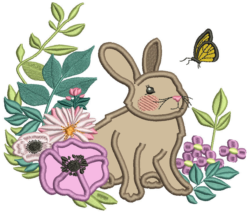 Easter Bunny And Butterfly Applique Machine Embroidery Design Digitize ...