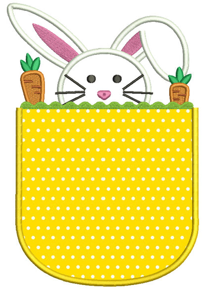 Easter Bunny Inside Pocket Applique Machine Embroidery Design Digitized
