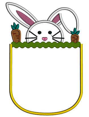 Easter Bunny Inside Pocket Applique Machine Embroidery Design Digitized
