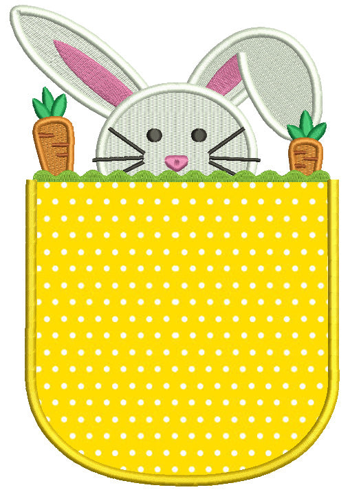 Easter Bunny Inside Pocket Filled Machine Embroidery Design Digitized