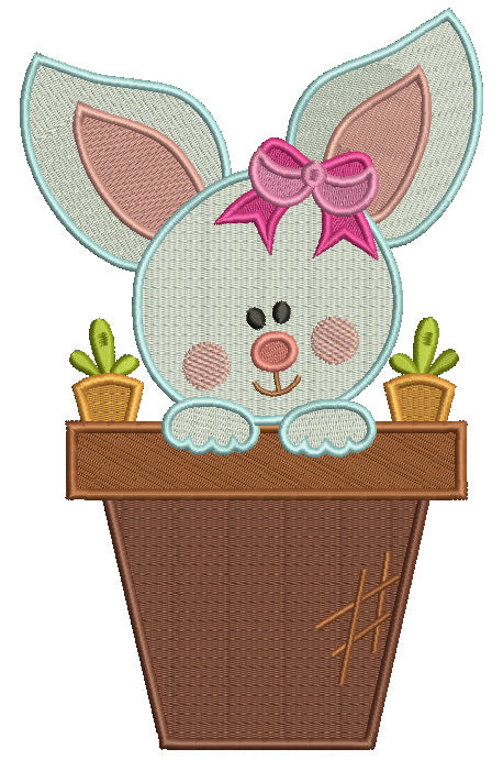 Easter Bunny With a Cute Bow Filled Machine Embroidery Design Digitized Pattern