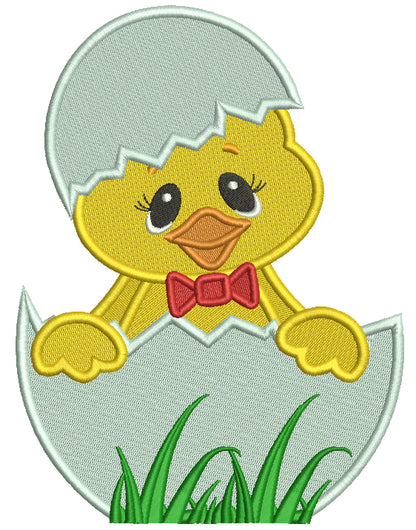 Easter Chick Inside Egg Filled Machine Embroidery Design Digitized Pattern