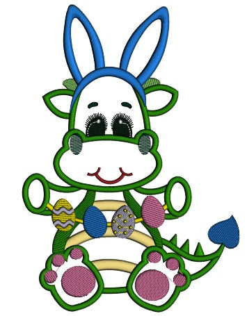 Easter Dino Applique Machine Embroidery Digitized Design Pattern