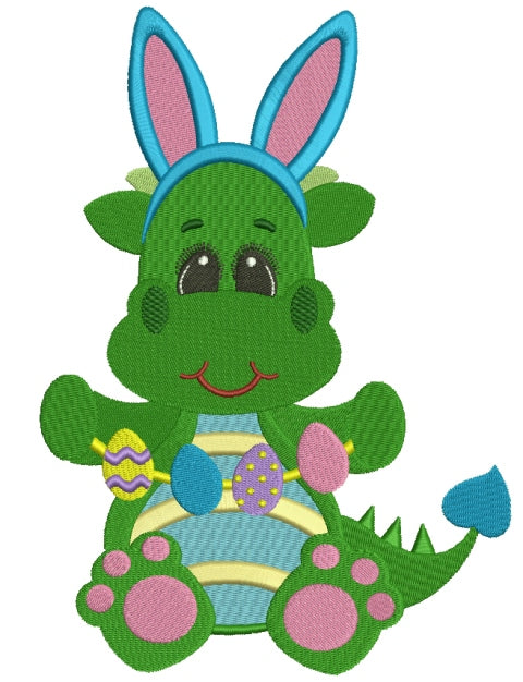 Easter Dino Filled Machine Embroidery Digitized Design Pattern