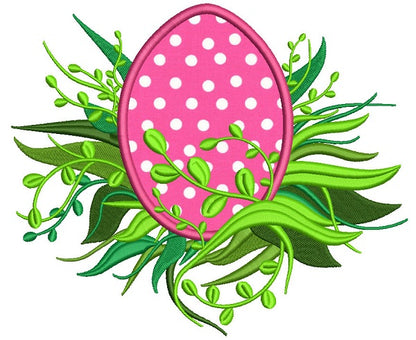 Easter Egg In Spring Grass Applique Machine Embroidery Design Digitized Pattern