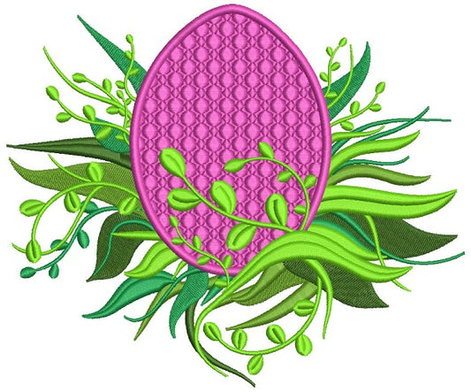Easter Egg In Spring Grass Filled Machine Embroidery Design Digitized Pattern