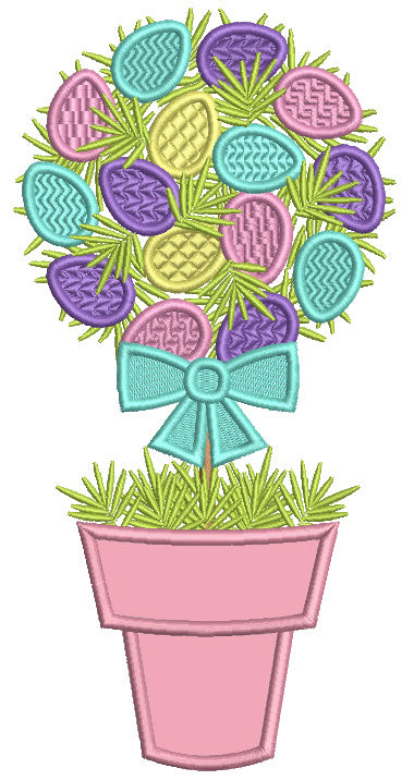 Easter Egg Plant Applique Machine Embroidery Design Digitized Pattern