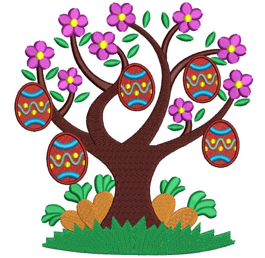 Easter Egg Tree Filled Machine Embroidery Digitized Design Pattern