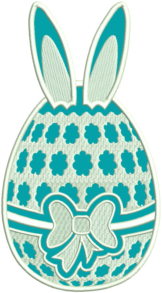 Easter Egg With Bunny Ears Applique Machine Embroidery Design Digitized Pattern