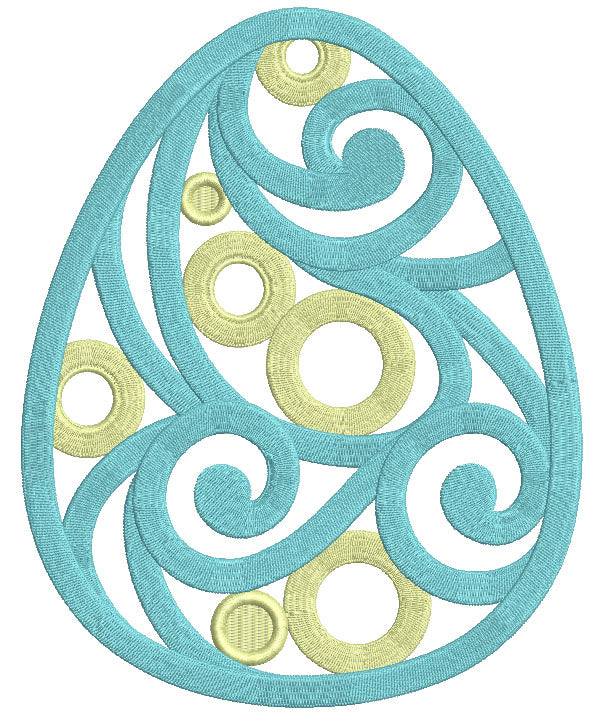Easter Egg With Decorative Vines Filled Machine Embroidery Design Digitized Pattern